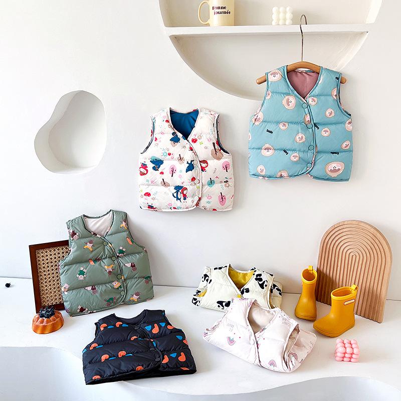 Kinder Verdickt Warm Daunenweste Unisex Baby Ärmellos Oberbekleidung Weste