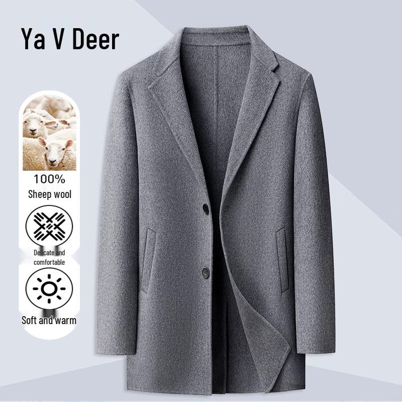 

Мужское пальто-тренч средней длины Yalu из 100% мериносовой шерсти L