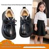 Girls' Black Leather Loafers with Plush Lining - Formal Performance Shoes for Autumn and Winter