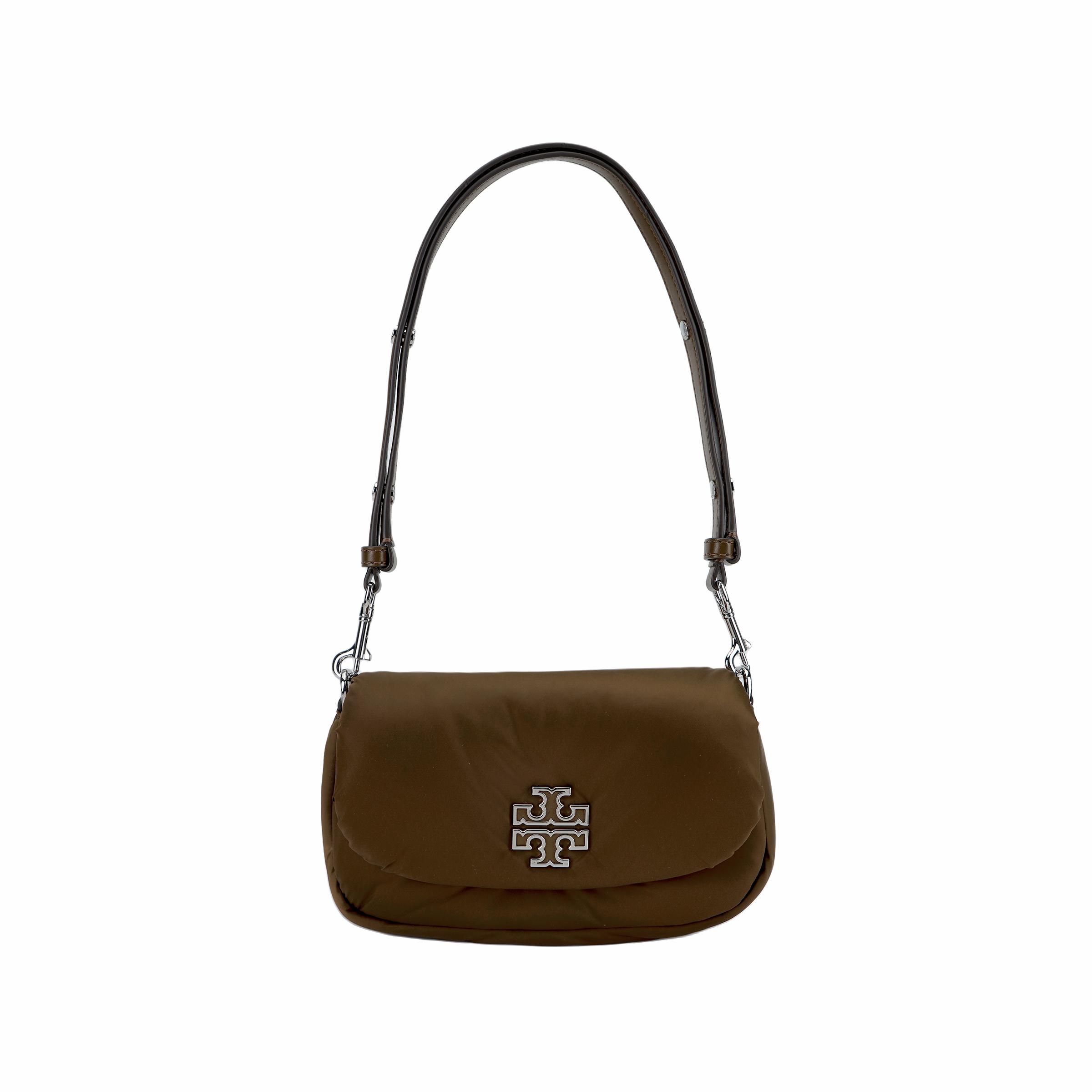 

Tory Burch Silver Hardware Fabric Crossbody Bag Women bags Brown 159715-917 Shopping Bag Set(Basic Set+Shopping Bag)