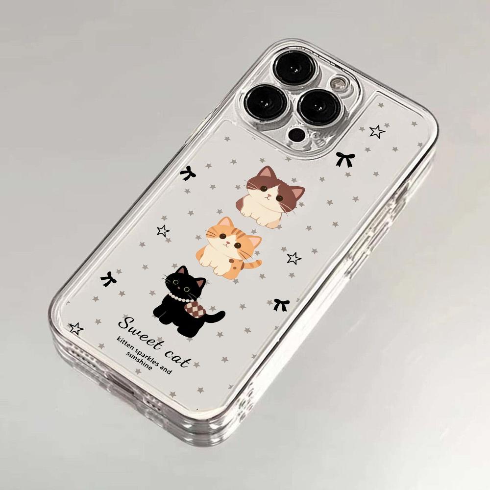 Cat Star TPU transparent phone case suitable for iPhone 17 16 15 14 13 12 11 Pro/Max/Plus anti drop and shockproof back cover