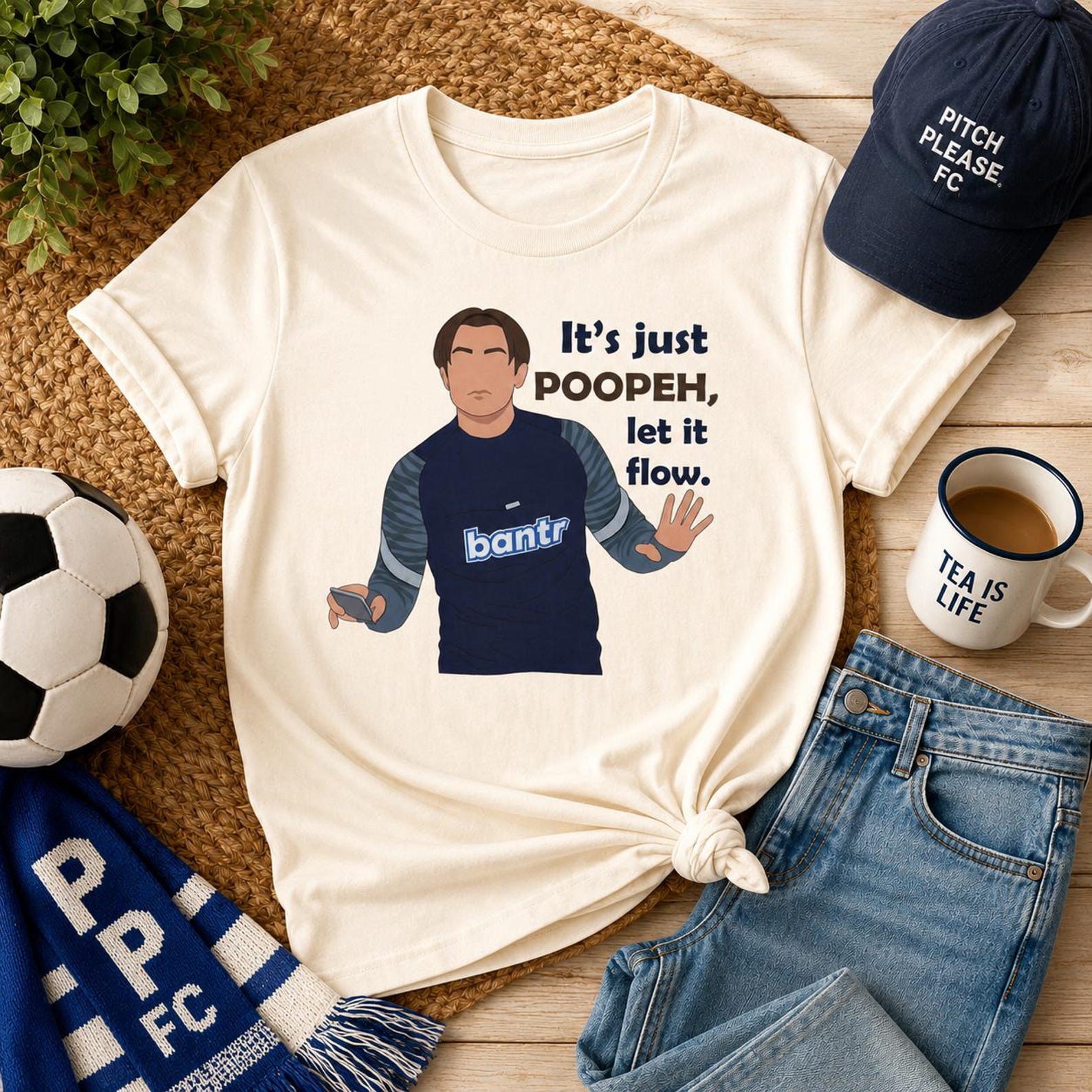 It s Just POOPEH, Let It Flow Funny Soccer Fan T-Shirt I Football Sitcom Fan Shirt - Believe Yellow Sign 3XL