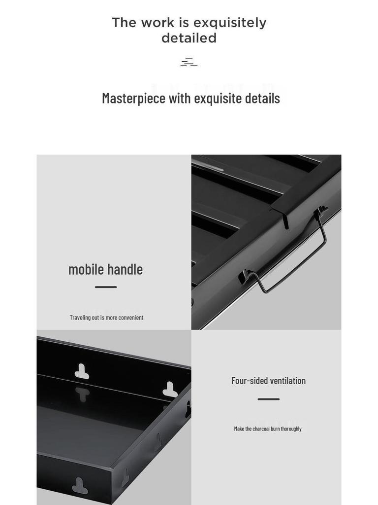 Portable Outdoor Folding Charcoal BBQ Grill – Compact Handheld Meat Roasting Stove