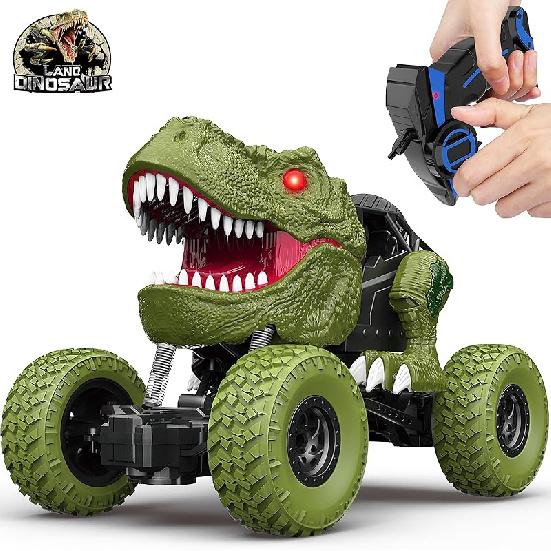Машинка-динозавр на радиоуправлении для мальчиков, Вездеход-грузовик-динозавр на радиоуправлении 2,4 ГГц со светом, Перезаряжаемая полноприводная внедорожная RC машинка-игрушка для