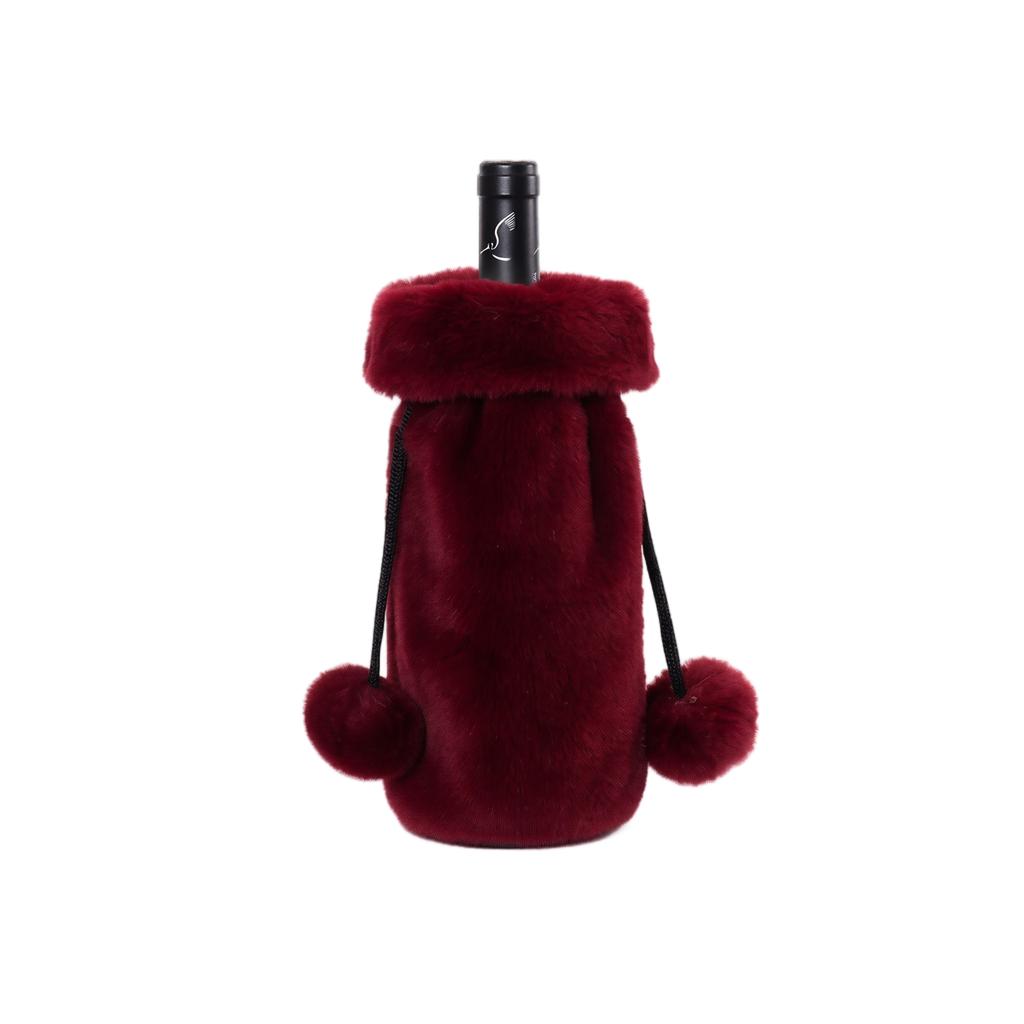 Plush Bunny Wine Bottle Cover, Christmas Wine Bottle Sleeve and Red Wine Bottle Bag for Holiday Decor