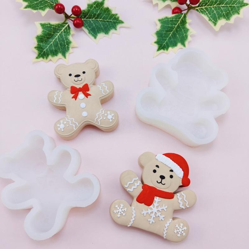 Santa Bear Shaped Silicone Mold Food Grade Materials For Baking Soap Making Candy Crafts Holiday Party Essential