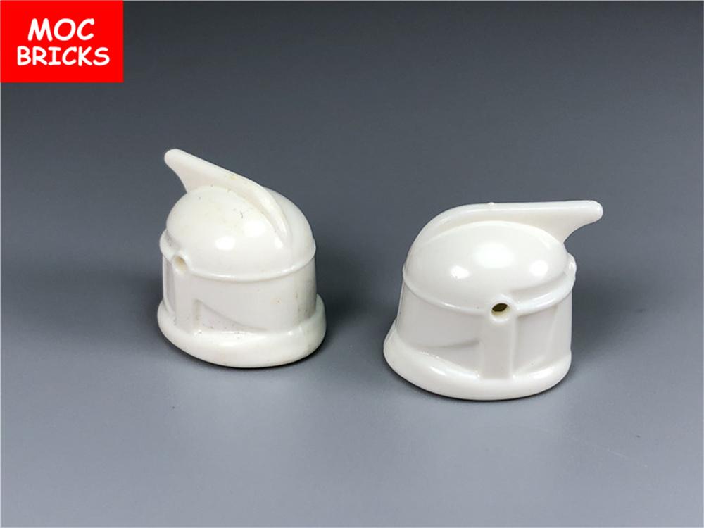 12 uds./lote Bloques MOC Casco Blanco Capa Barba Modelo 4cm Parte del Cuerpo de Figura Bloques de Construcción Educativos Pequeños Juguetes para Niños