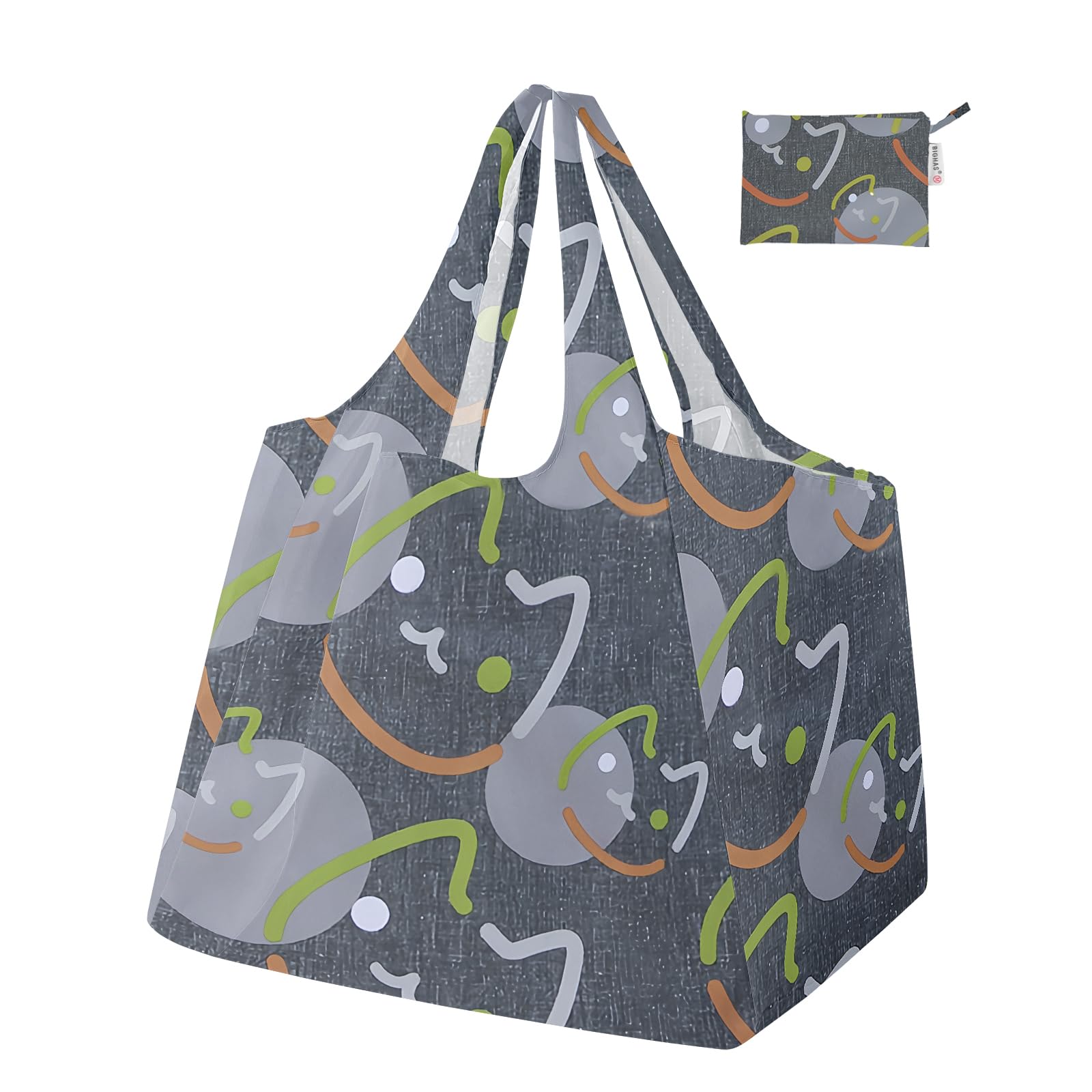 

Eco Shopping Convenience Shopping Wide Shoulder [BIGHAS] Bag, Bag, Foldable, Store, Basket, Gusset, Handbag, Bag, Lightweight, Deep, Compact, Black,