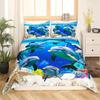Dolphin Underwater World Quilt Set Three-Piece 3D Printed Duvet Kit Bedding