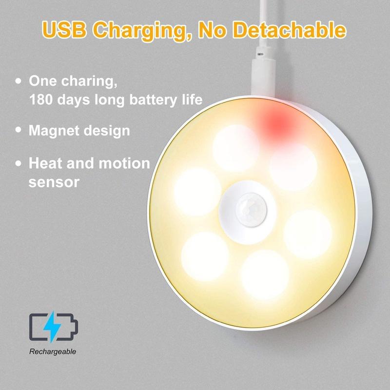 Motion Sensor LED Night Light Wireless Energy-saving Body Induction Lamp Wall Lamp USB Charging Bedroom Corridor Lamp
