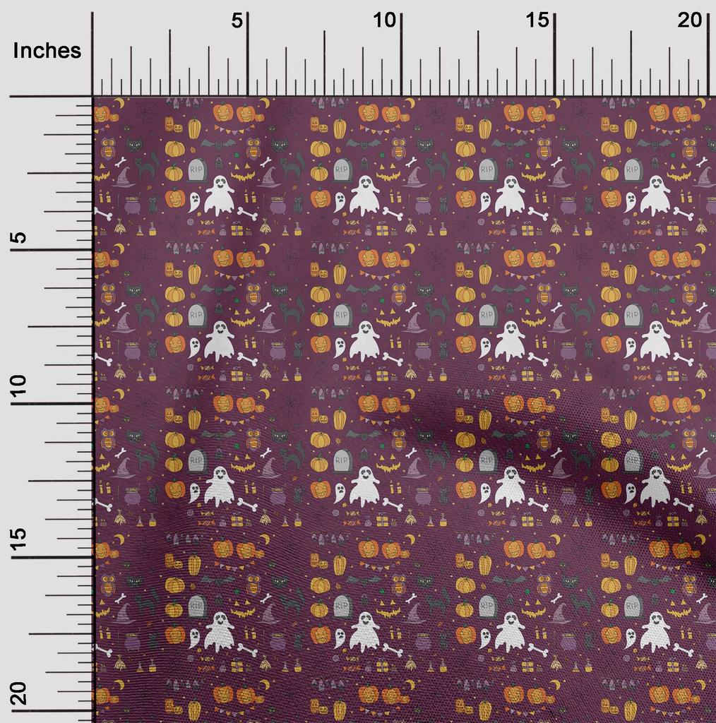 oneOone Cotton Flex Black Fabric Halloween Dress Material Fabric Print Fabric By The Yard 40 Inch