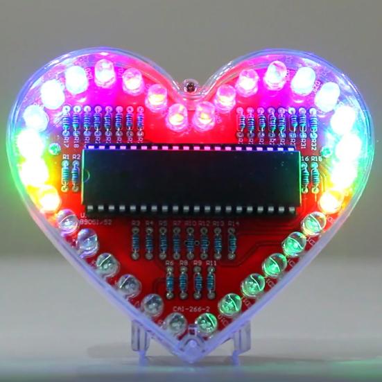 Yeni Başlayan Öğrenciler İçin Kalp Şeklinde LED Lehimleme Projesi RGB LED Kendin Yap Elektronik Kit Sevgiliniz İçin Sevgililer Günü Hediyesi