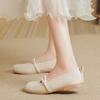 Ladies Footwear Round Toe Low Heel Elegant Pearl Off White Women's Flat Shoes Spring Vacation Summer 2025 Quick Delivery on Sale