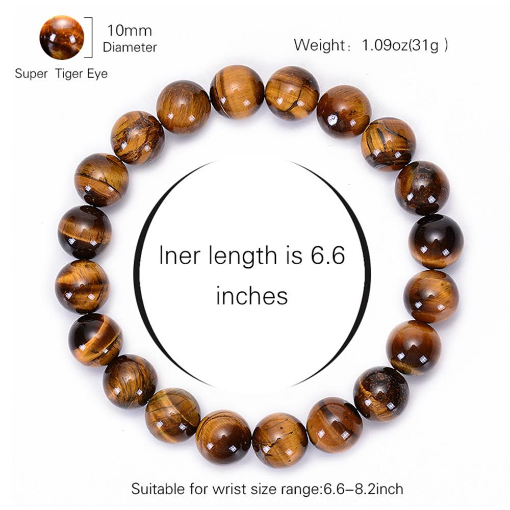 Kirykle Fashion Tiger Eye Bangles Men 4-12mm Natural Energy Stone Beads Reiki Healing Bracelets for Women Jewelry Pulseras Gifts