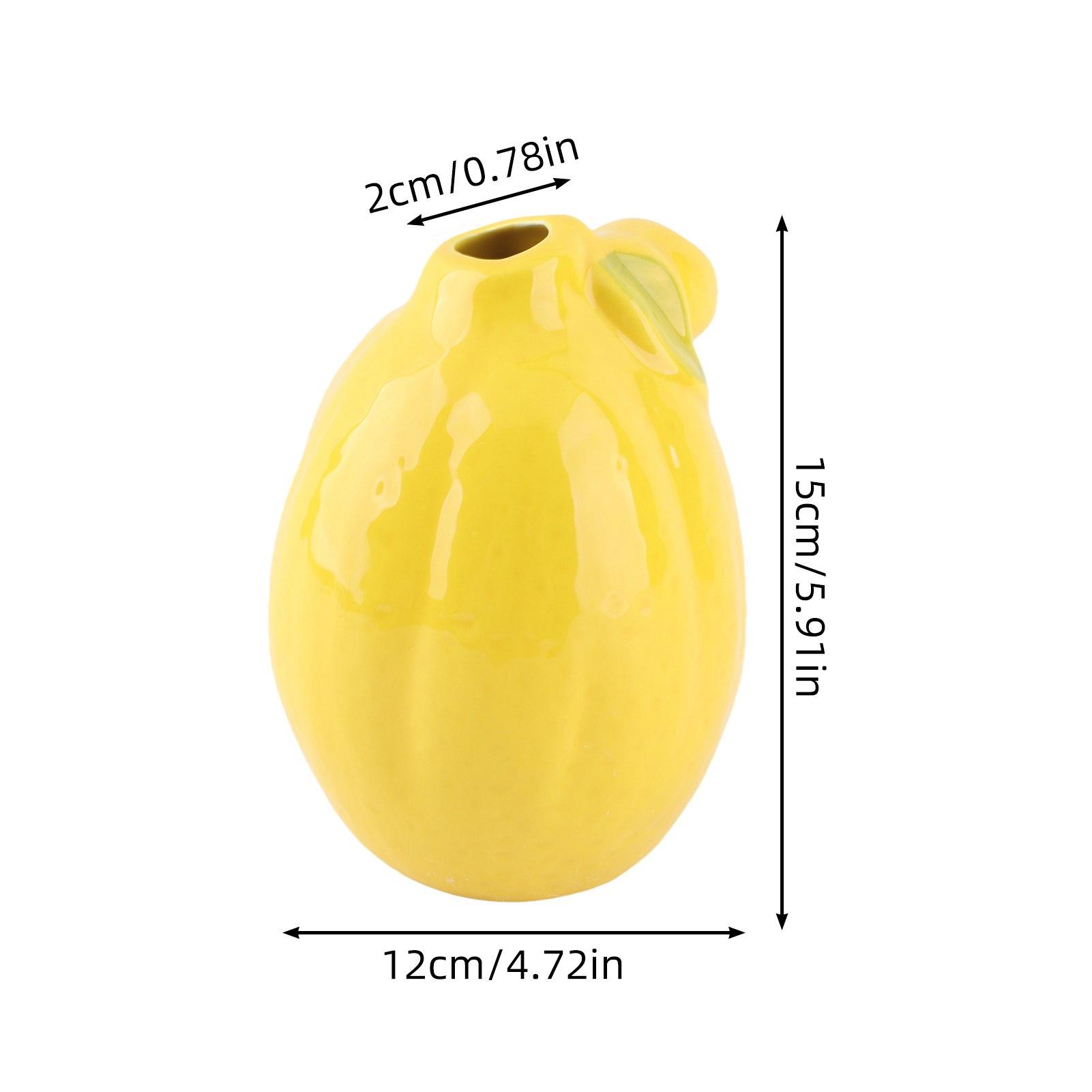 

Lemon Shape Vase Yellow Unique Ceramic Decorative Fruit Shaped Flower Arrangement Vase for Home Desktop Decor жовтий