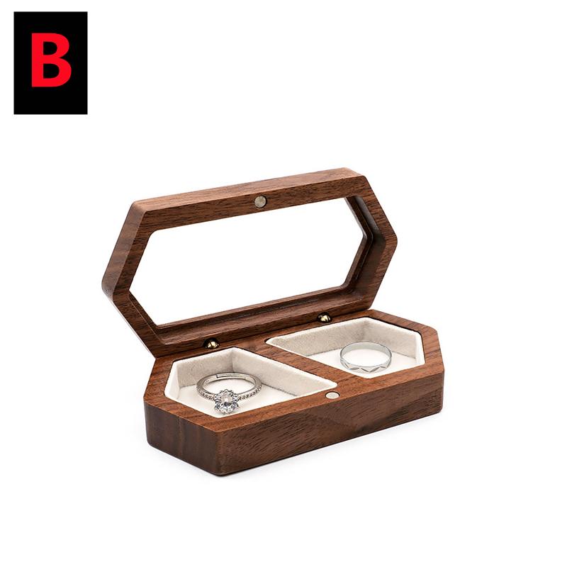New Ring Box Jewelry Storage Engagement Wedding Ceremony Ring Customize Proposal Ring Rustic Wedding Gift for Girl Walnut Wood