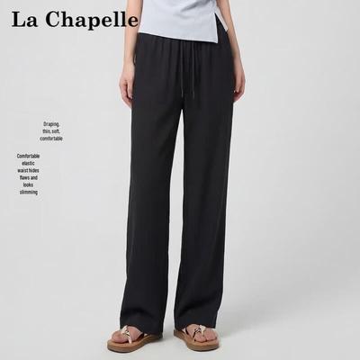 La Chapelle Women's Linen Blend Straight Leg Casual Pants