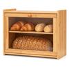 EliteHoff 2-Tier Bamboo Bread Box with Viewing Window E-6090