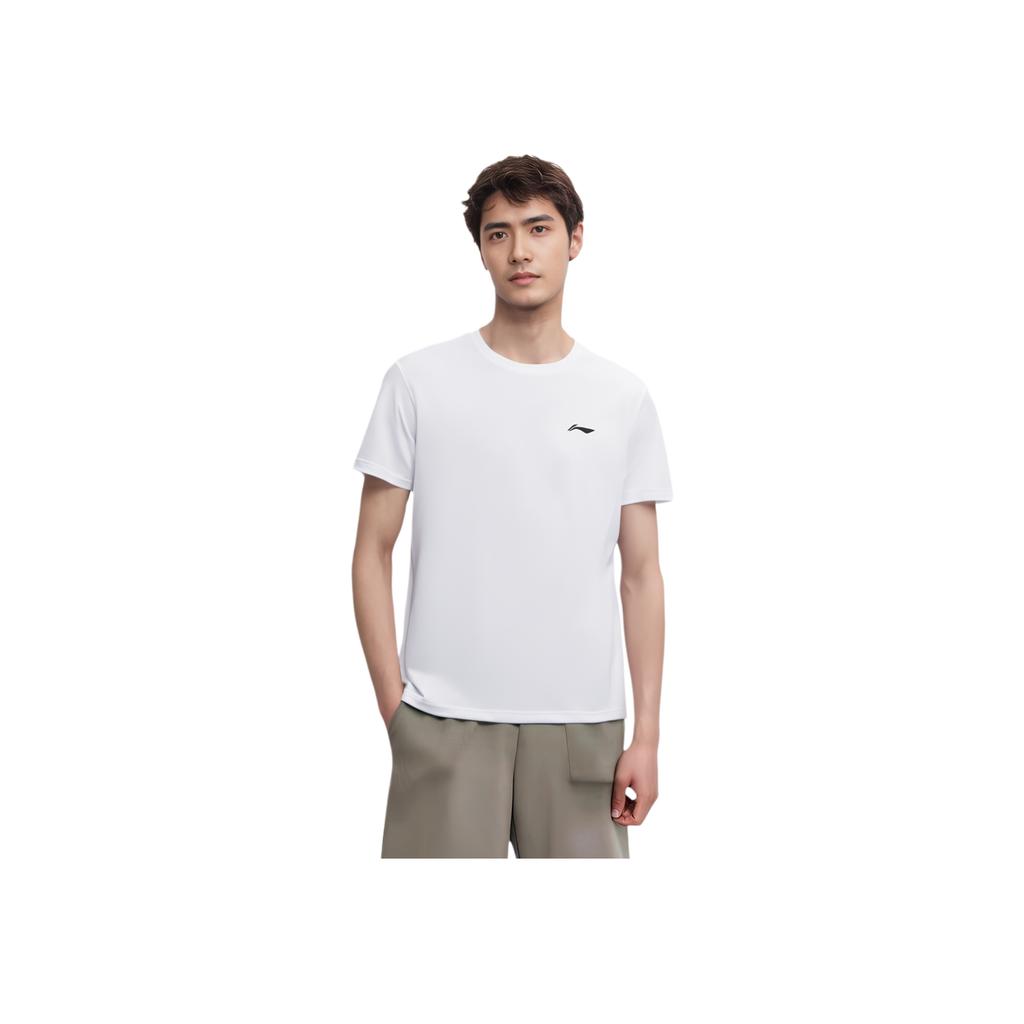 Li Ning Logo Sports Round Neck Short Sleeve T-Shirt Men Tops White Black YTST073-4