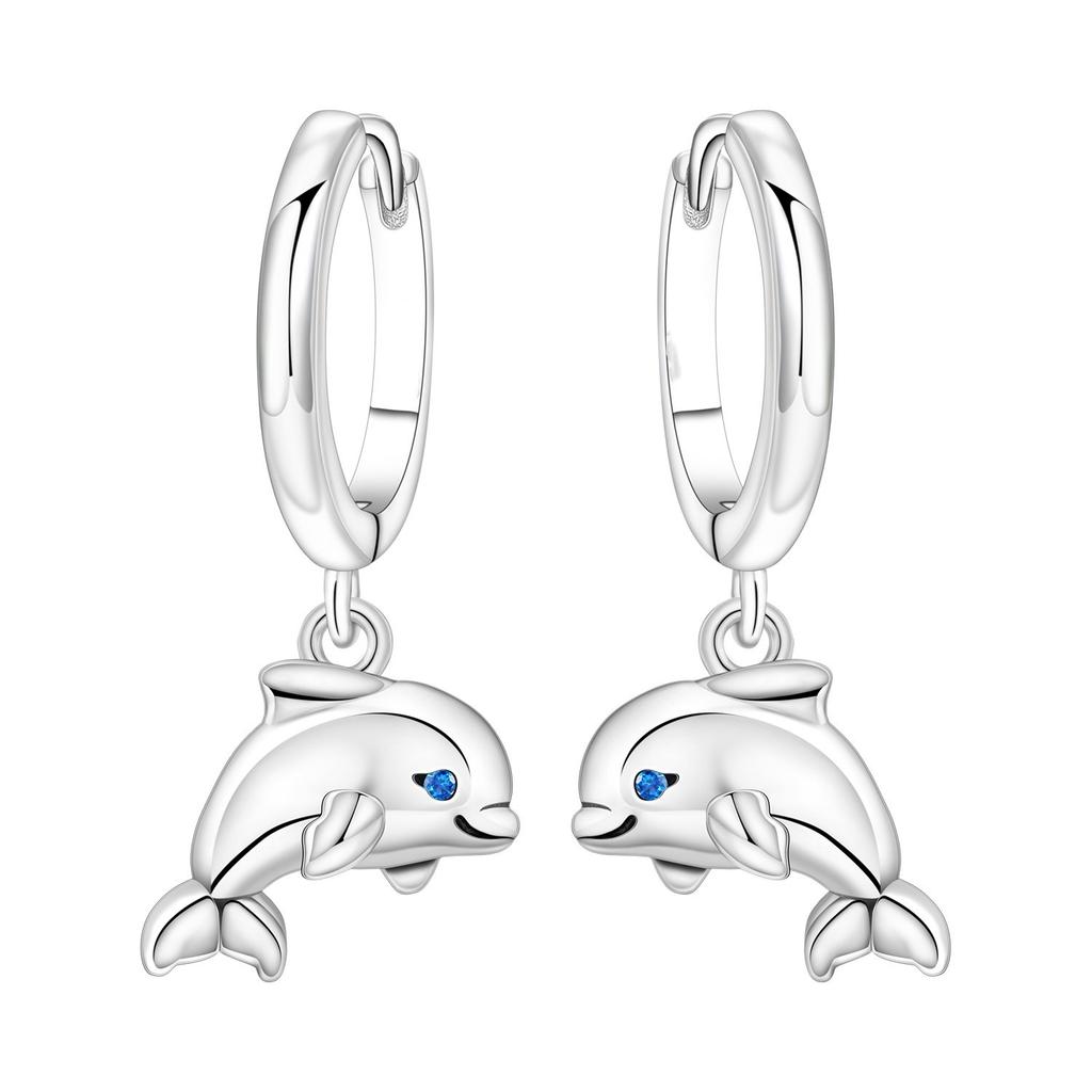 Cute Marine Animal Earrings Dolphin Turtle Shell Cat Design Stud Dangle Hoop Earrings For Women Girls