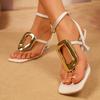 Large Size Stiletto High Heels Women's 2025 Summer Metal Square Buckle One-word Slippers Women's Outer Wear Square Head Open-toed Sandals