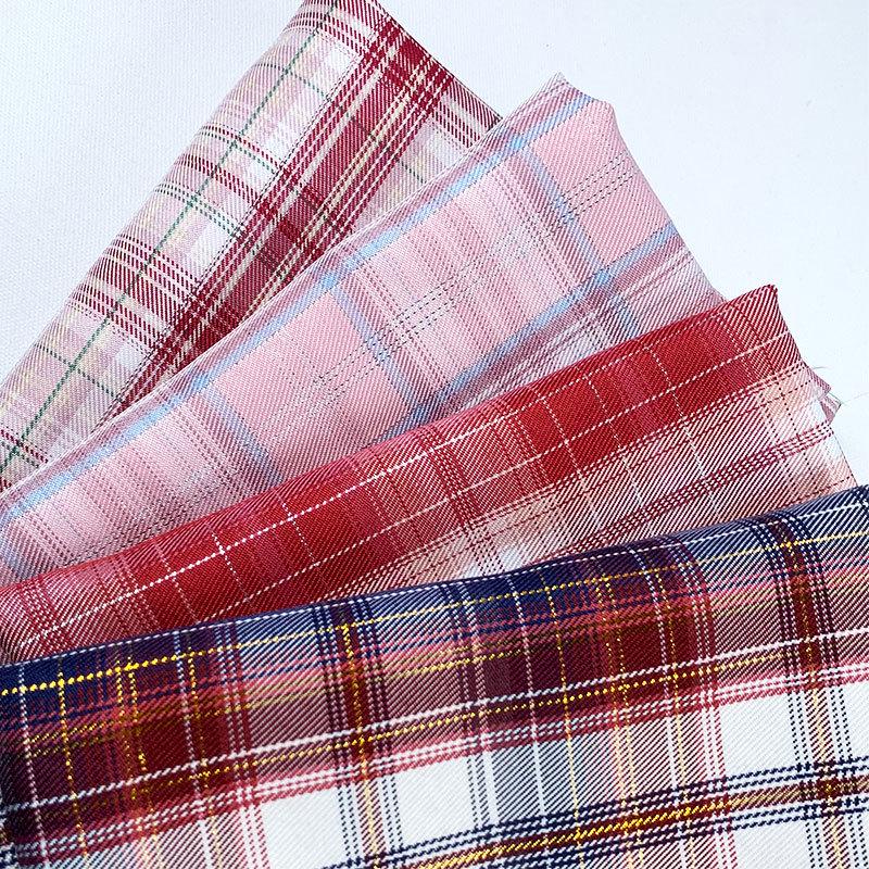 New Plaid Polyester Yarn-Dyed Fabric with Gold & Silver Threads for DIY Pleated Skirts