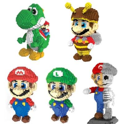 Lustige Super Mario Mikro-Bausteine Skelett Mario Yoshi Luigi Bowser Bros Steine DIY Montagefigur Spielzeug für Kinder Geschenk