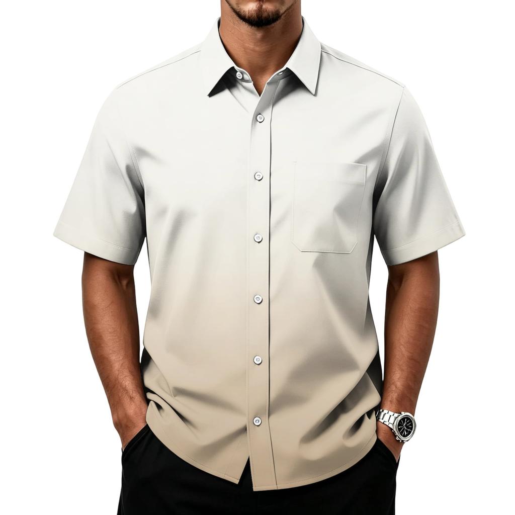 Men's Casual Short Sleeve Button Down Shirt with Chest Pocket Lightweight Breathable Summer Shirt for Everyday Wear
