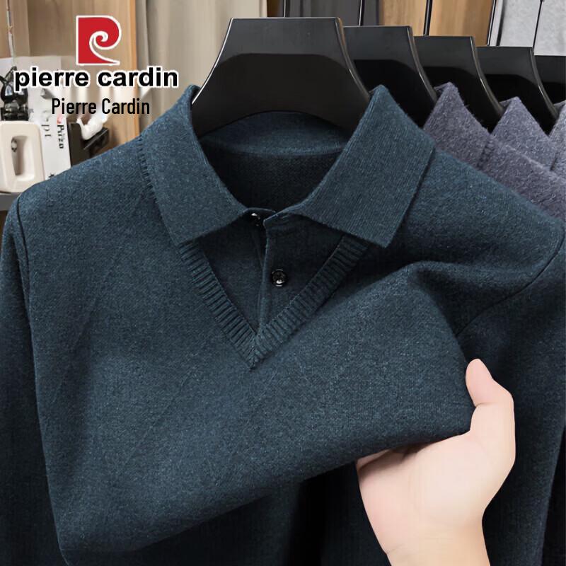 Pierre Cardin Men's Faux Two-Piece Lapel Knit Pullover