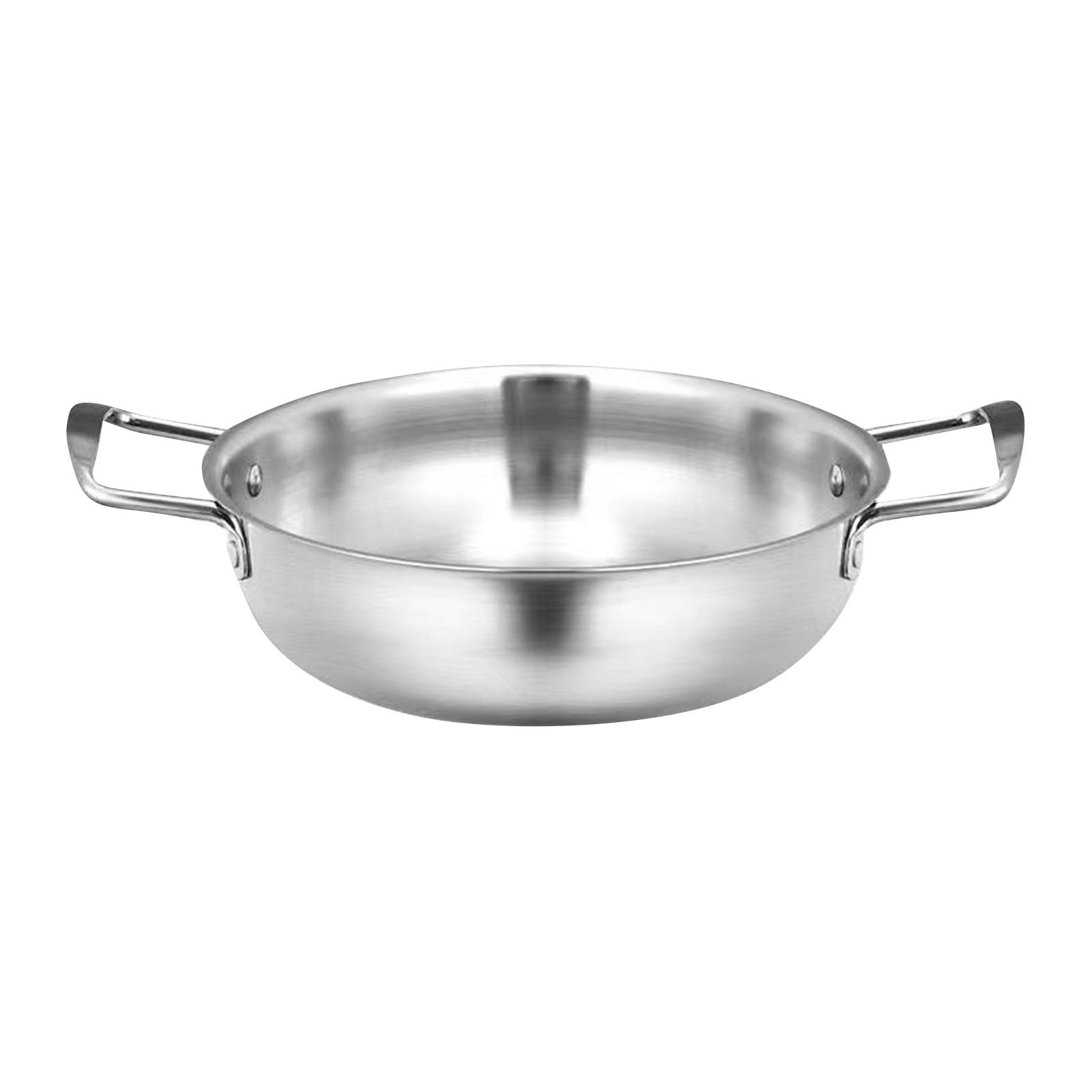 

Кастрюля из нержавеющей стали для приготовления лапши быстрого приготовления, маленькая кастрюля для тушения на одну персону, сухая кастрюля с плоским дном и двумя золотыми ушками, бытовая газовая кастрюля для супа из морепродуктов One Size