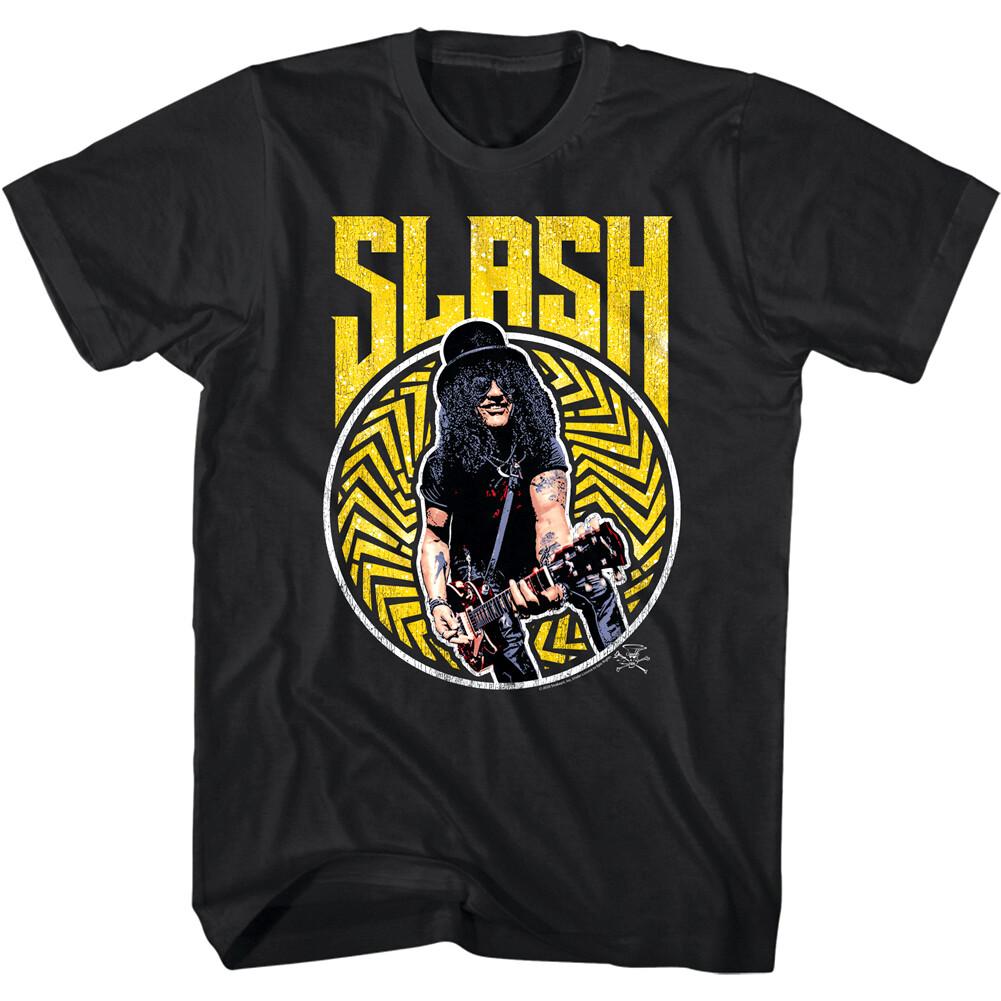 Slash Vintage Gold Wheel Men T Shirt Rock Guitarist Band Merch Guns n Roses