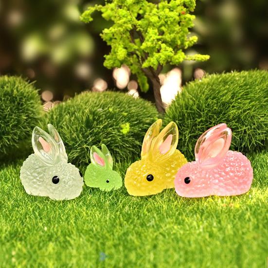 Luminous Micro Landscape Rabbit Ornaments Glow in The Dark Bunny Figurines for Moss Micro-Landscapes Fish Tank Decoration DIY Accessories