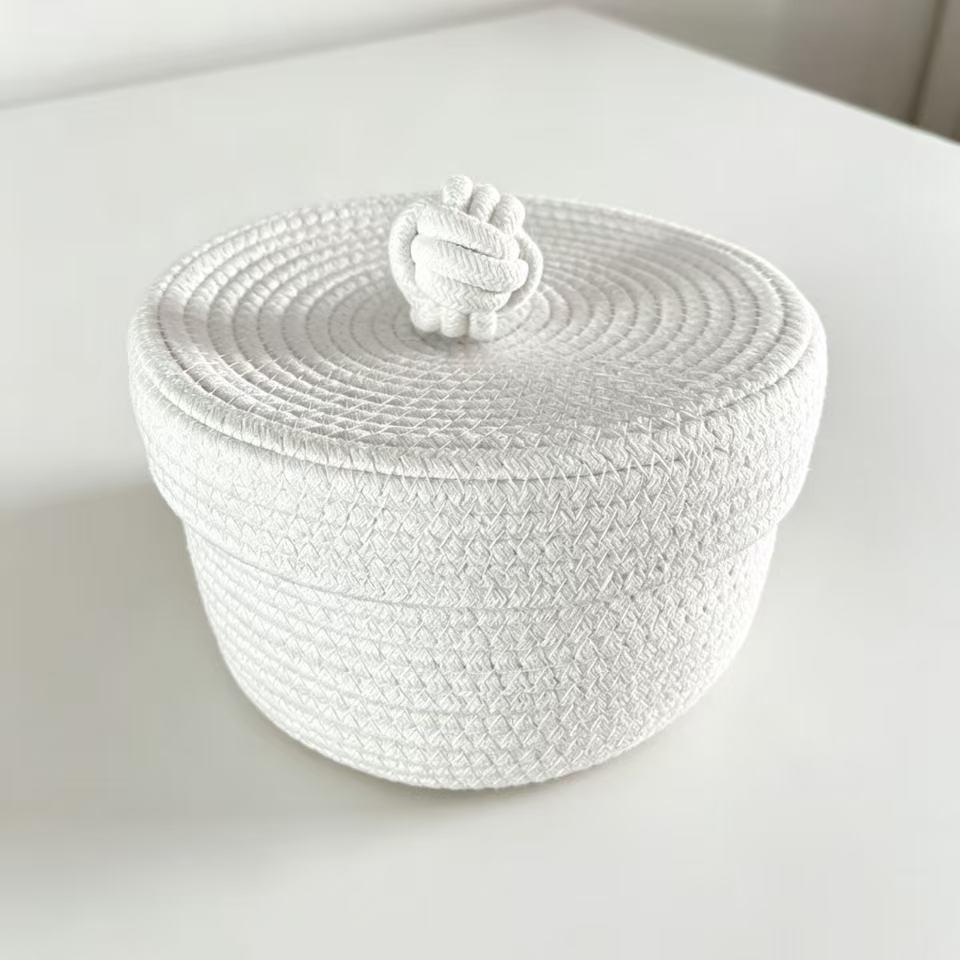 

Cotton Rope Multifunctional Desktop Storage Basket Minimalist Organizer Box for Toys Keys Jewelry Home Storage 24*15 (about 0.5kg) белый
