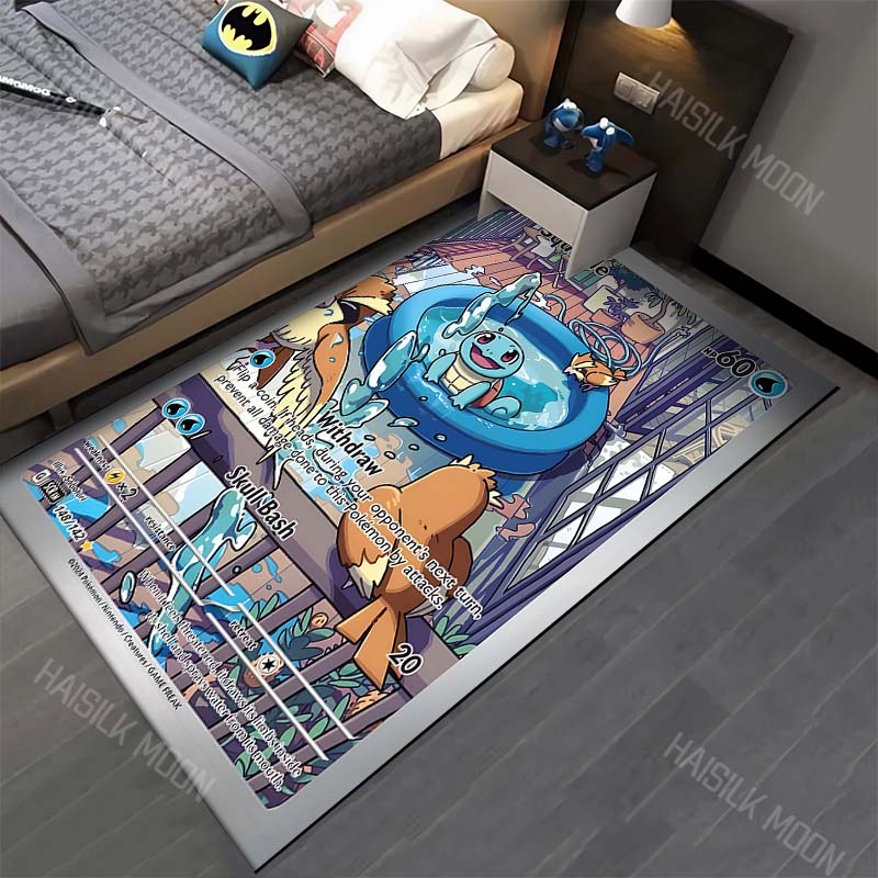 15 Sizes P-Pokemon Squirtle Cards Cartoon Carpets for Bedroom Living Room Sofa Study Large Area Decorative Rug Next Day Shipping