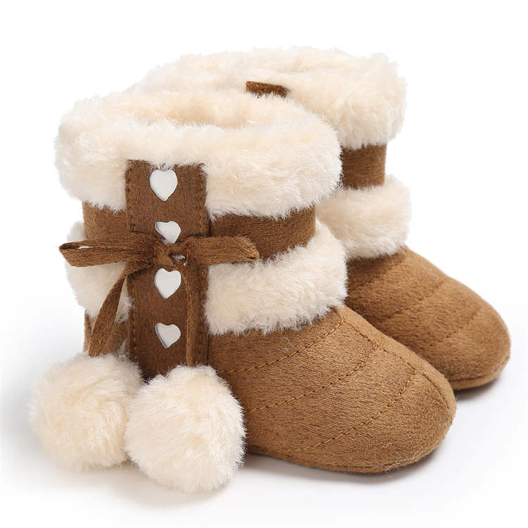 Winter Snow Baby Boots Warm Fluff Balls Indoor Cottton Soft Rubber Sole Infant Newborn Toddler Baby Shoes