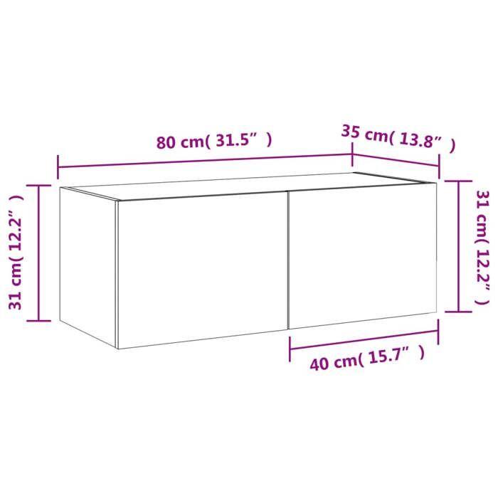 VidaXL Meuble TV Mural avec Lumières LED, Armoire de Télévision Suspendue avec Rangement, Meuble Télé Flottant Salon, 837283