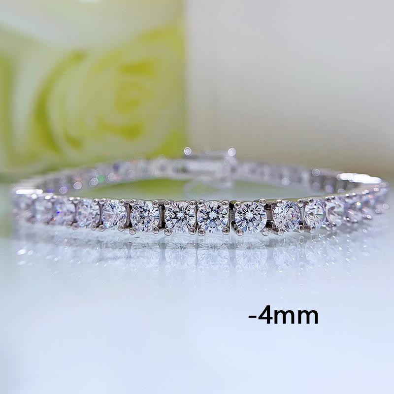 

Longlong Gold Jewelry 925 Silver High Carbon Diamond Bracelet, Unisex, 4-7mm, European & American Style 925 Silver
