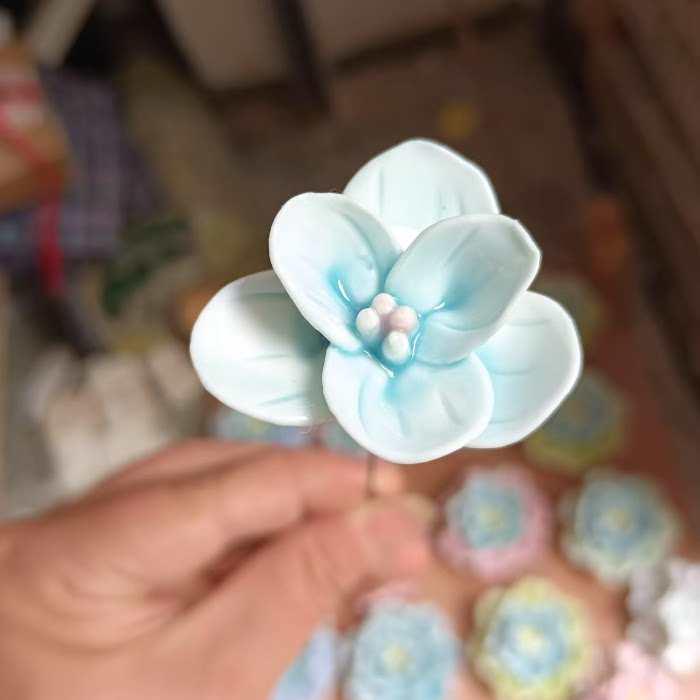 Handmade Ceramic Bouquet: Purple-Gold Lotus, Lily, Gardenia, Rose