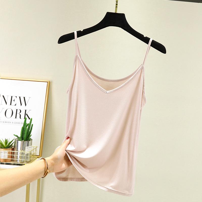 Women's Summer Modal Camisole with Stylish Back, Sleeveless V-Neck Top