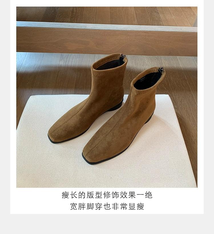 Grape Mother Same Korean Retro Martin Boots Women's Head Suede Versatile Thick Heel Height-increasing Thin Boots Autumn and Winter Short Boots