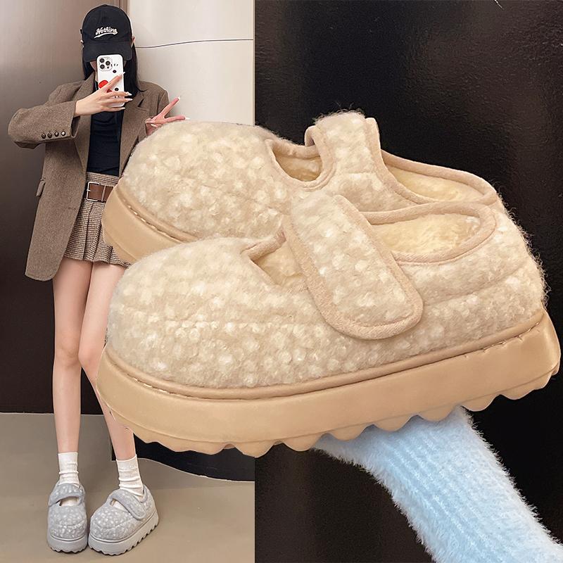 Fashion Casual Non-slip Winter Mary Jane Cotton Shoes Outdoor Wear Comfortable and Versatile Platform Fuzzy Shoes Women
