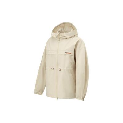 Σειρά Γυμναστικής Li Ning Μονόχρωμο Αντιανεμικό Αδιάβροχο με Κουκούλα Γυναικεία Εξωτερικά Ρούχα Γκρι της Άμμου AFDU076-1