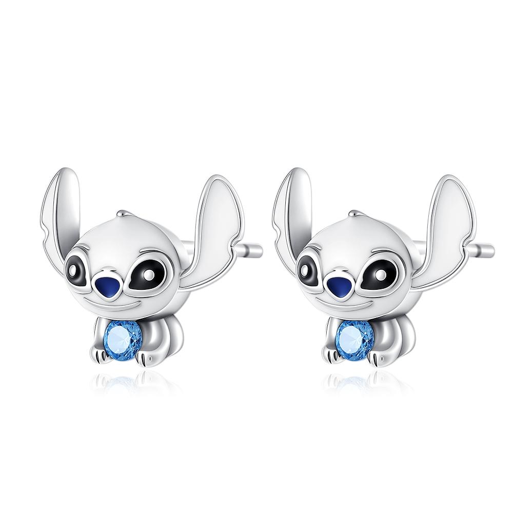 New 925 Silver Stitch Donald Duck Minnie Earrings With Zirconia Fashion High Quality Jewelry for Women Girls