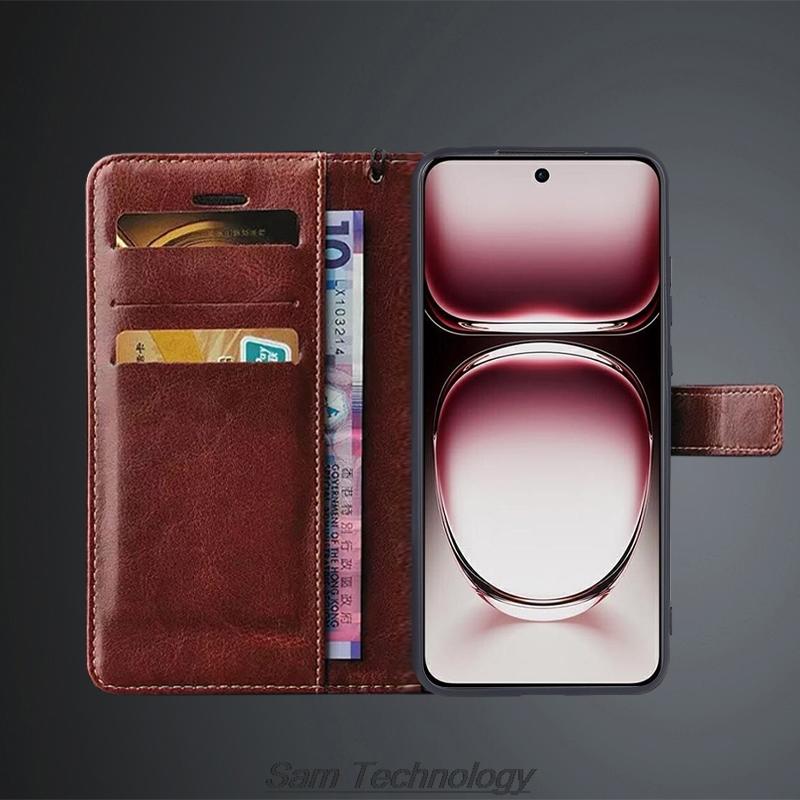 Card Holder Cover Case for OPPO Reno12 Pro /OPPO Reno 12 Pro Pu Leather Flip Cover Retro Wallet Phone Case Business Fundas Coque