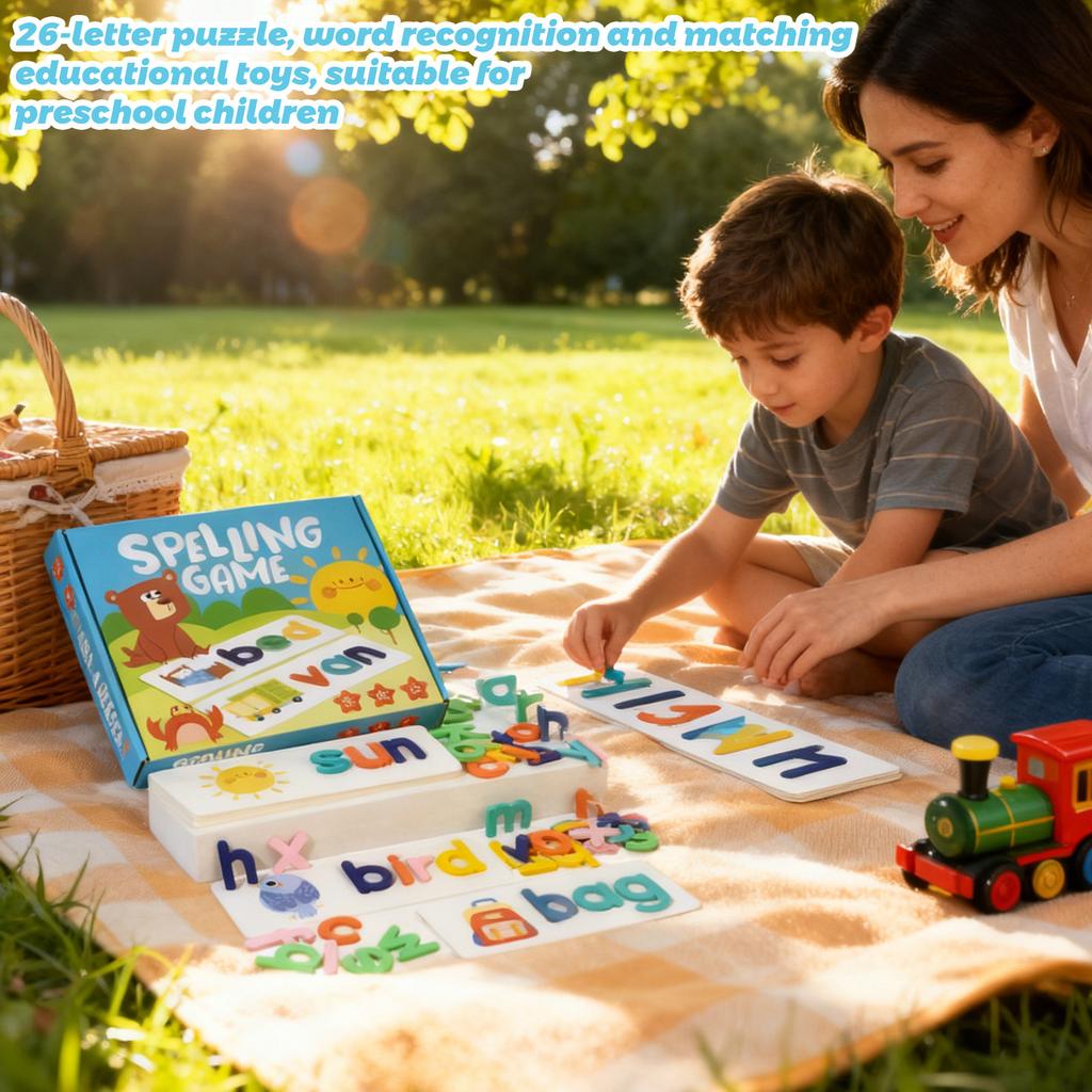 Kids Early Learning Spelling Game - 26 Alphabet Letter Puzzle, Word & Matching Educational Toy For Preschool