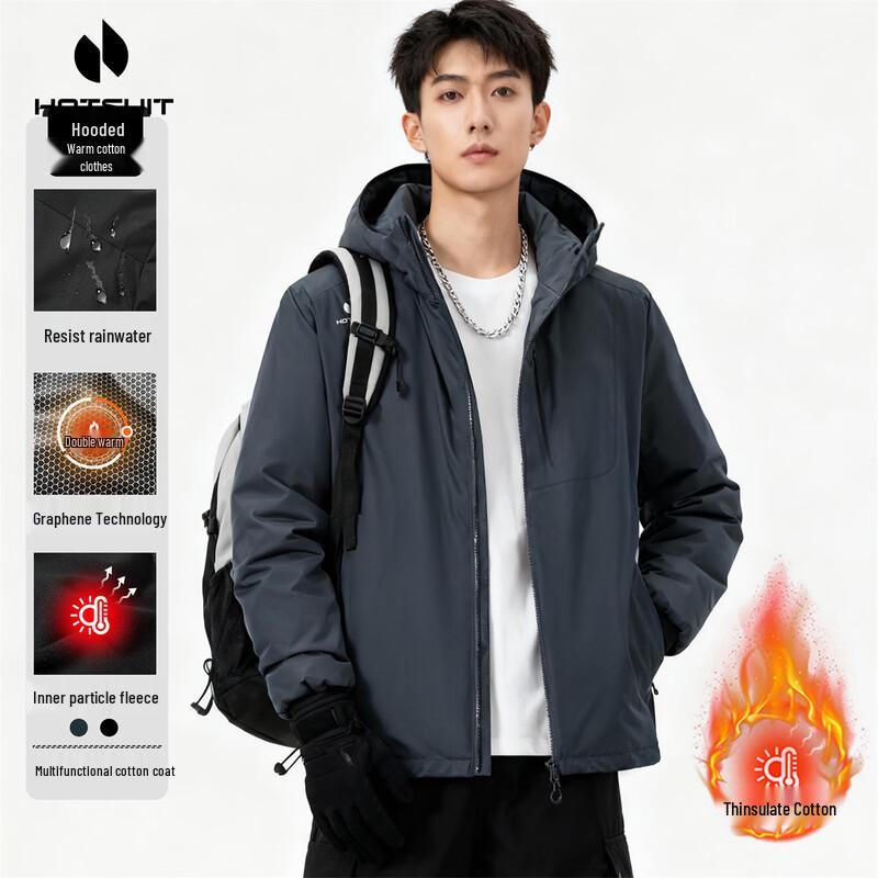HOTSUIT Men s Thermal Insulated Hooded Jacket L