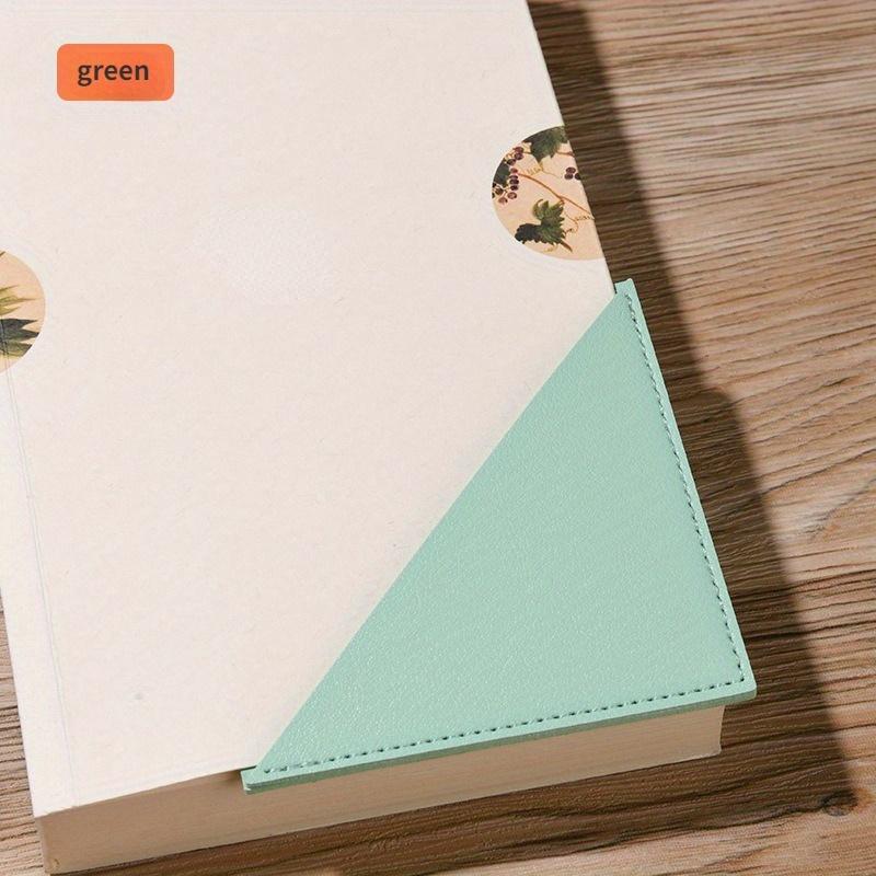 5Pcs Large Square Leather Bookmark Mini Portable Gift Triangle Bookmark Book Page Clip Book Corner Protective Cover