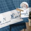 Plaid Blue Text Sheer Curtains for Living Room Bedroom Decoration Chiffon Tulle Voile Kitchen Window Curtain