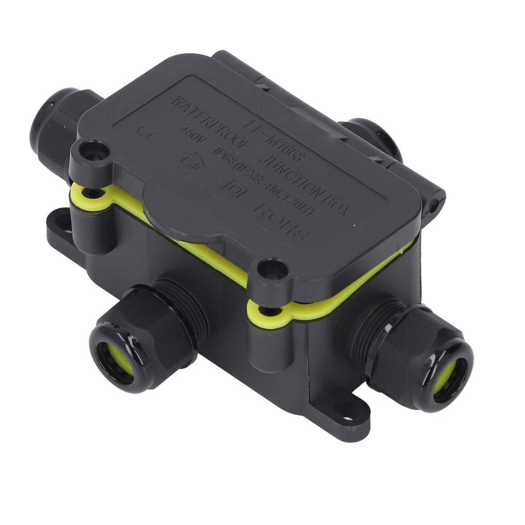 Electrical Junction Box IP68 Water Proof 4 Way Wiring Box 450V Plastic Power Cord Case for Outdoor LED Landscape