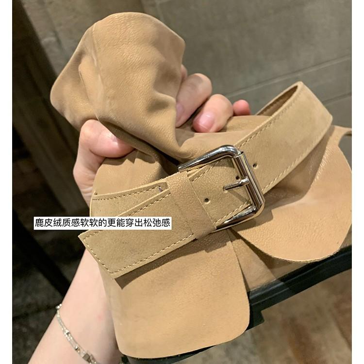 Fashion Toe Cool Boots Cover Boots Summer New Leather Fashion Round Head Personalized Herringbone Sandals